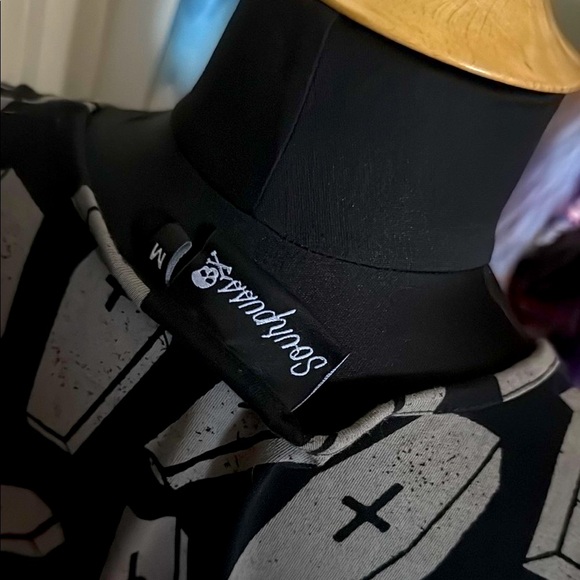 Sourpuss Coffin Print Skater Dress With Keyhole Neck Size M - Picture 4 of 4